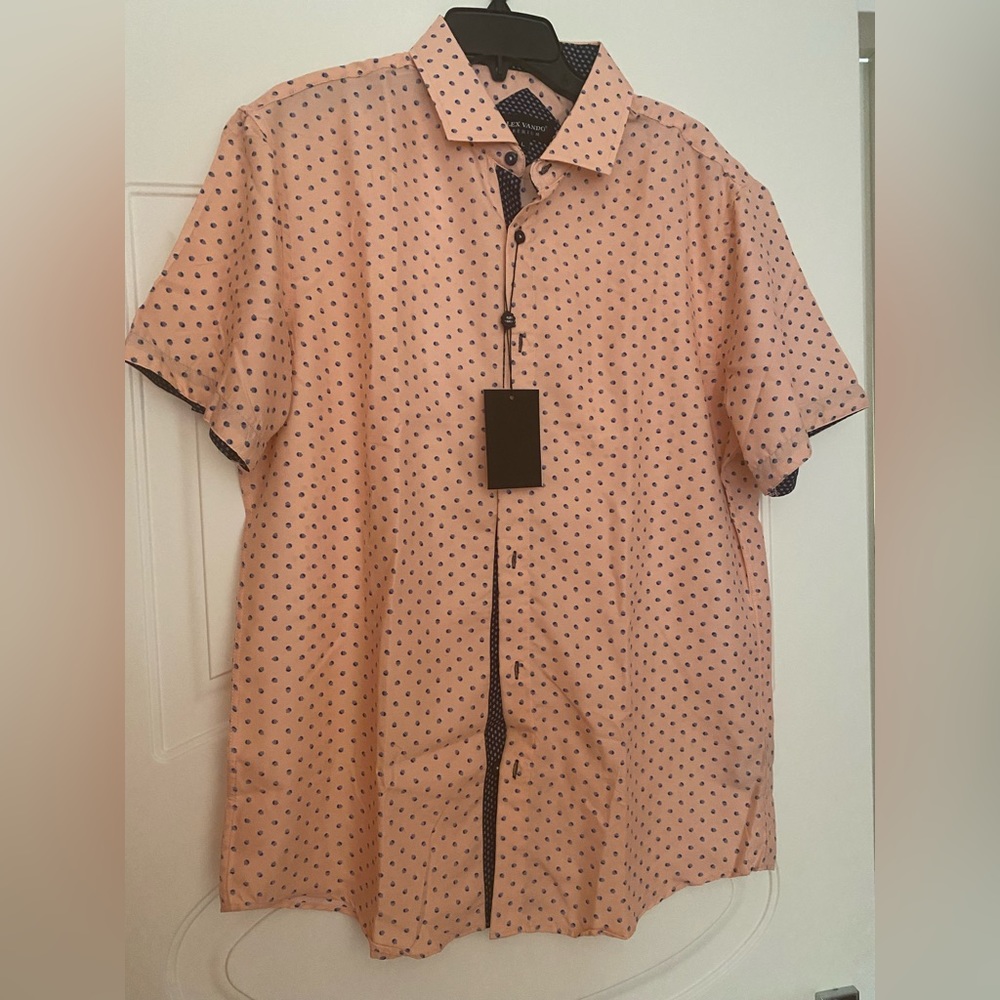Alex Vando Shirt with Short Sleeves, Light Pink, Large.